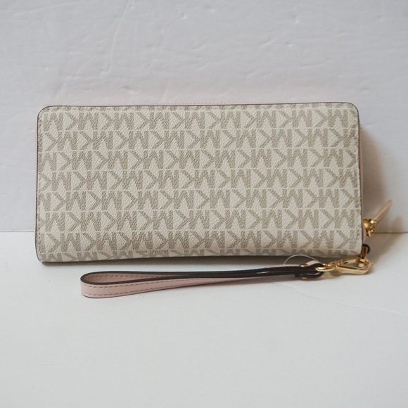 Michael Kors Jet Set Travel Continental Wallet MK Vanilla Pink - Picture 2 of 11